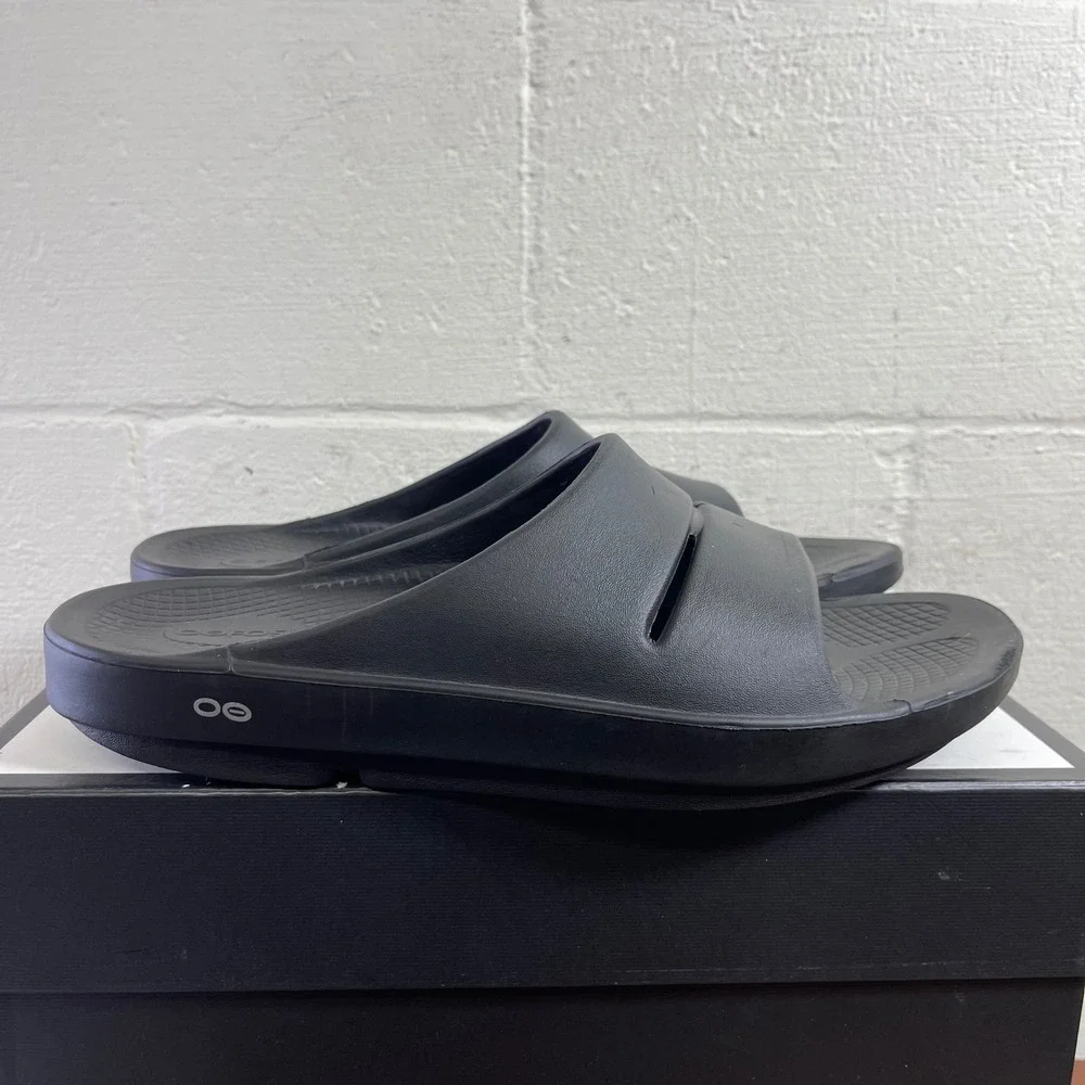 Oofos OOahh Black Sport Recovery‎ Slides Sandals Slip On Men's Size 13 US/46 EU